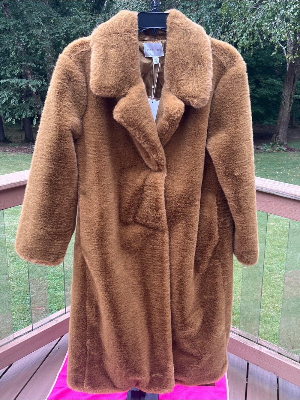 Jason Wu Faux Fur Coat in an Olive Brown Rich Color